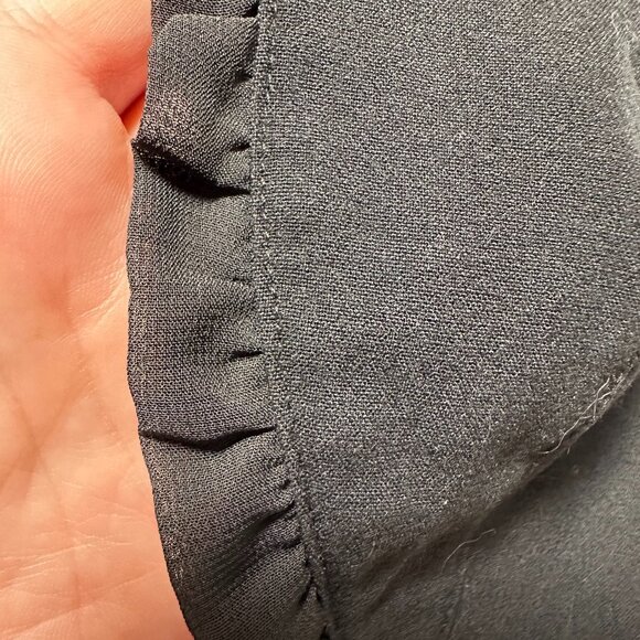 Stooshy Ruffle Trim Black Dressy Short Sleeve Coverup Jacket - Picture 2 of 4